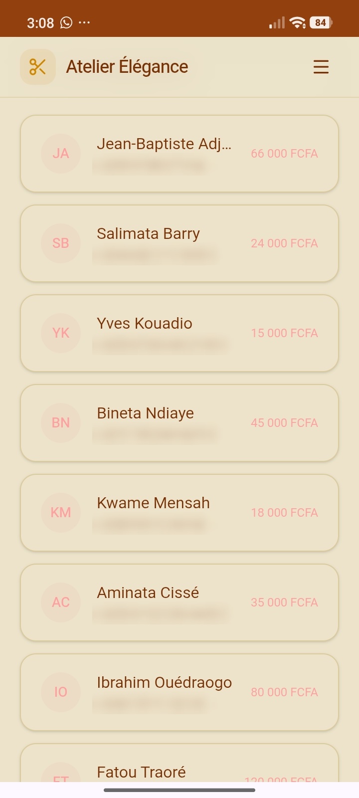 Liste des clients